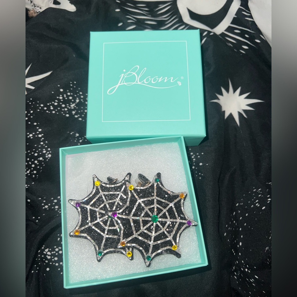jBloom Spider Web Brooch with Gem Accents